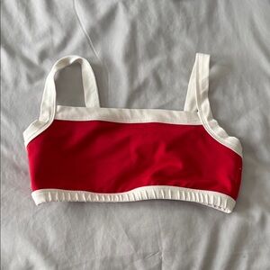 Women's Red and White Bra